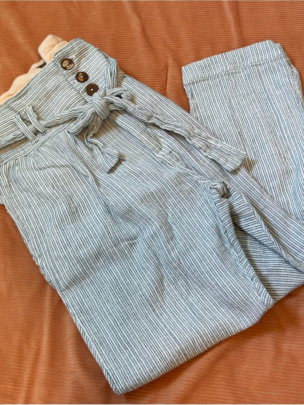Free People Cream Waistband with Green Striped Lining